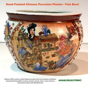 Hand Painted Chinese Porcelain Planter-Fish Bowl